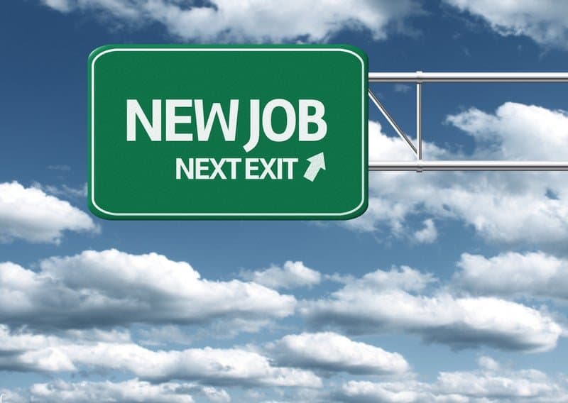 Señal de carretera: New job, next exit